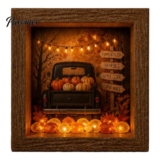 Ручная работа, Декор комнаты на Хэллоуин, Набор для создания DIY Shadow Box (Световой ящик), Ночник, Деревянная рама 8,5 дюймов, Набор для творчества со светодиодами, Проекты для осеннего декора дома, Светящиеся камни