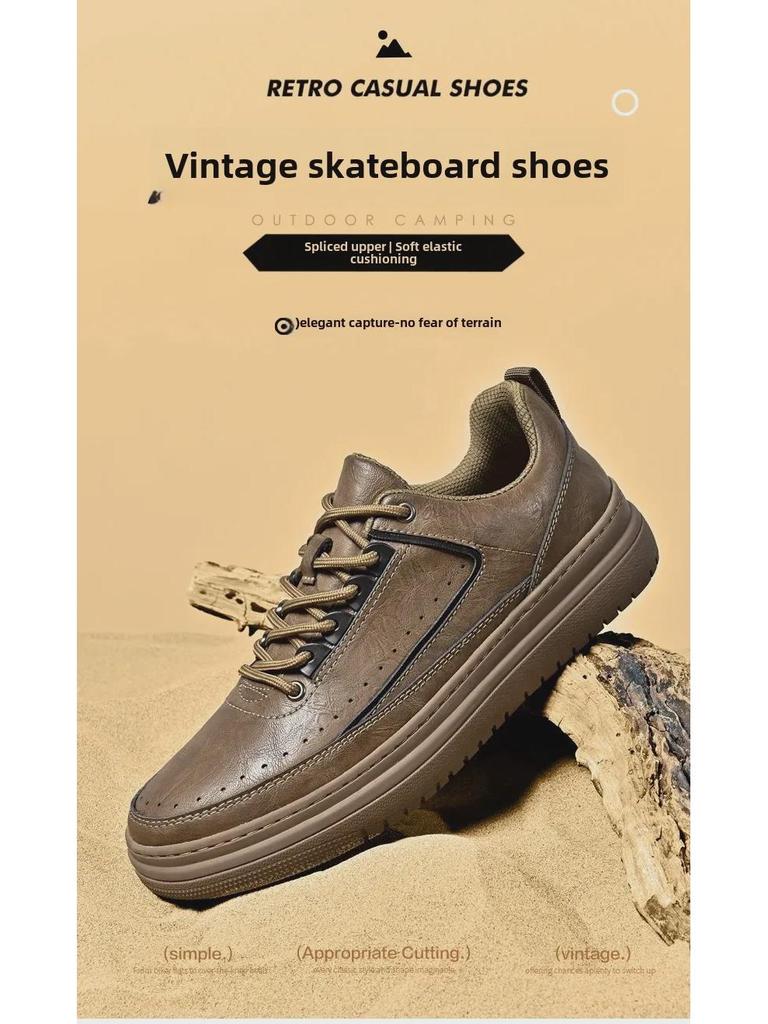 Мужские кроссовки на шнуровке из натуральной кожи с нескользящей подошвой 2024 года