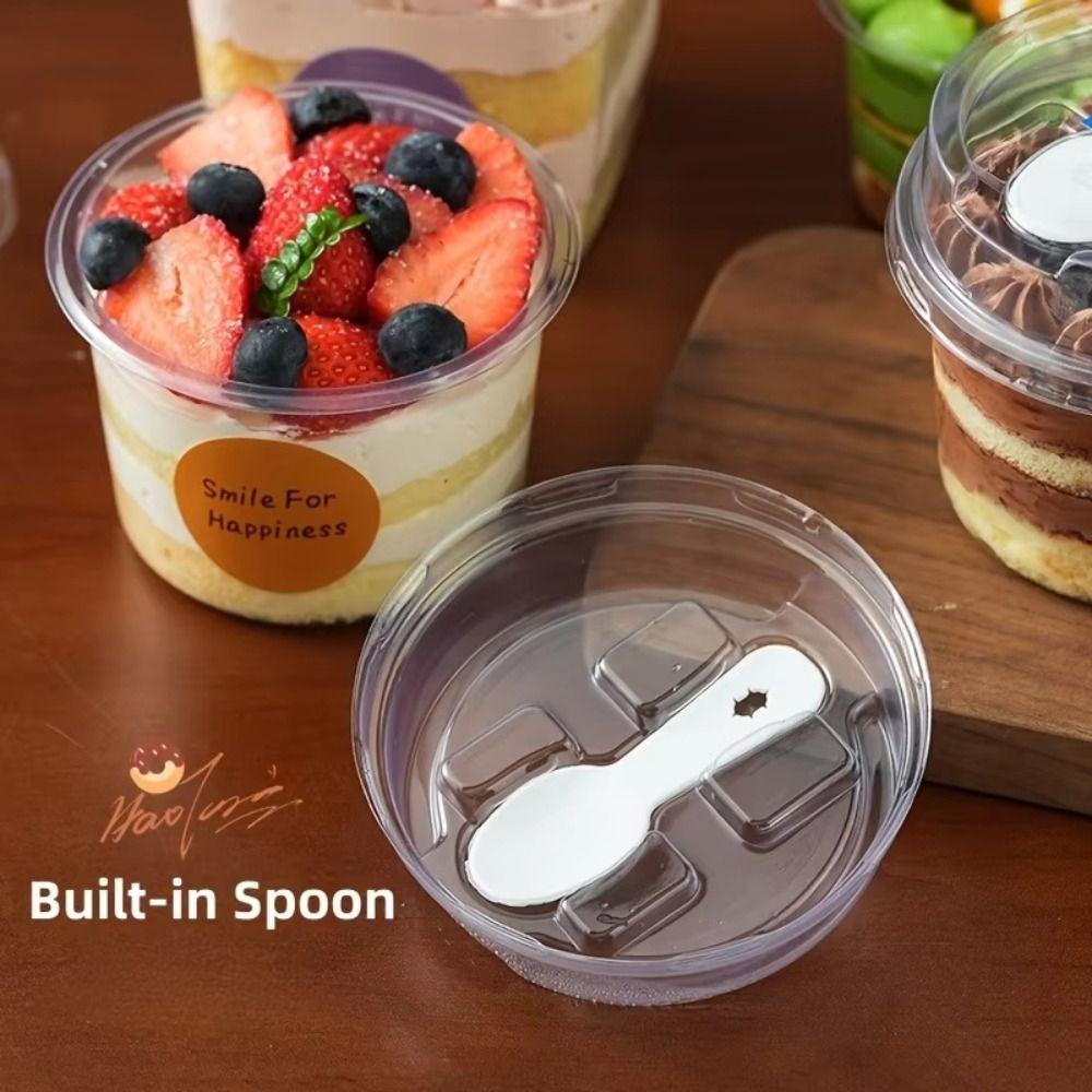 50Pcs Round Yogurt Cups Disposable Party Cups for Holding Ice Cream Jelly Yogurt and Mousse