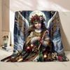Christmasthemed Angel Print Blanket Warm Flannel Blanket Soft and Comfortable Home Travel Picnic Camping Luxury Gifts