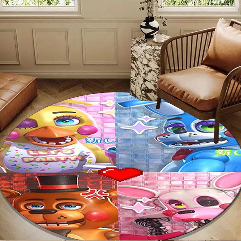 Five Nights Party Round Rug for Livingroom,Bedroom, Palyroom, Chair Rug, Area rug, Circle Carpet, Large Size Decor Fan Christmas gift