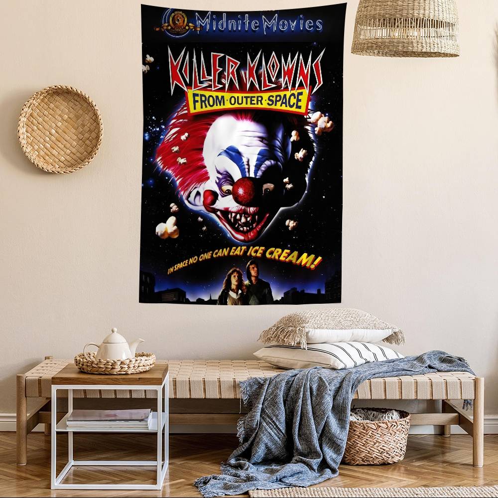 K-Killer Klowns From Outer Space Printed Large Wall Tapestry Cheap Hippie Wall Hanging Bohemian Wall Tapestries Mandala INS Home
