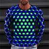Fashionable Men's Printed T-shirt Optical Illusion Round Neck Long Sleeved Street Harajuku Exaggerated Designer Round Neck Top