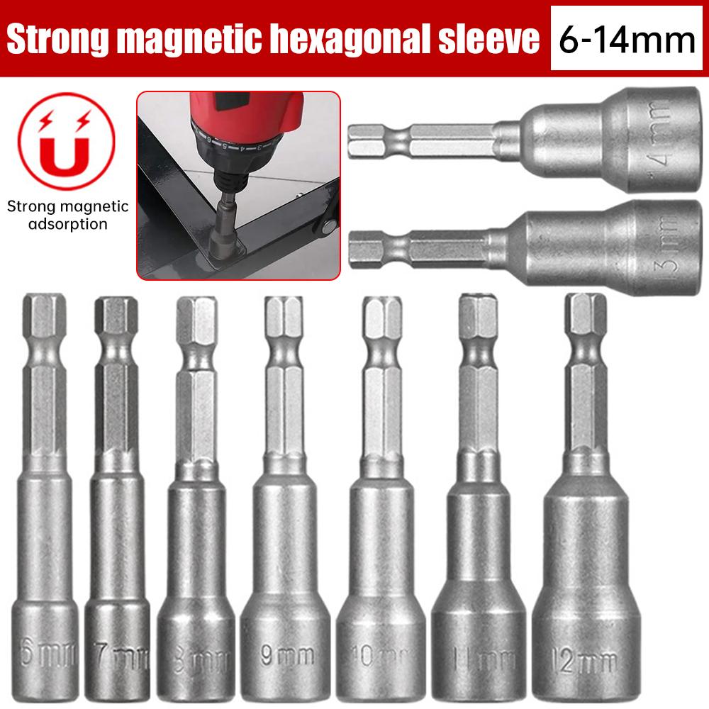 6 мм-19 мм Магнитная ударная головка для гаек, отвертка, набор шестигранных ключей 1/4, адаптер для сверл, набор головок для ударных дрелей