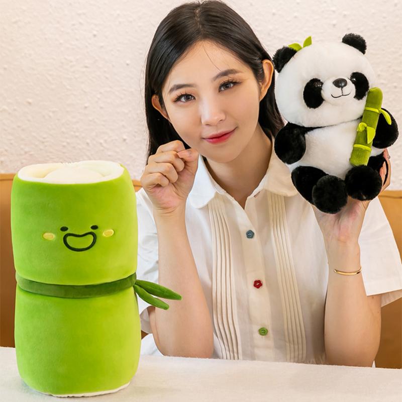 Набор плюшевых игрушек «Панда» из бамбуковой трубки, милые плюшевые игрушки, плюшевая игрушка, кукла-медведь, детский подарок