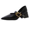 Женские туфли-лодочки Spring с острым носком Mary Jane Shoes для женщин Casual Belt Buckle Shallow Slip on Party Heels Women Zapatos De Mujer