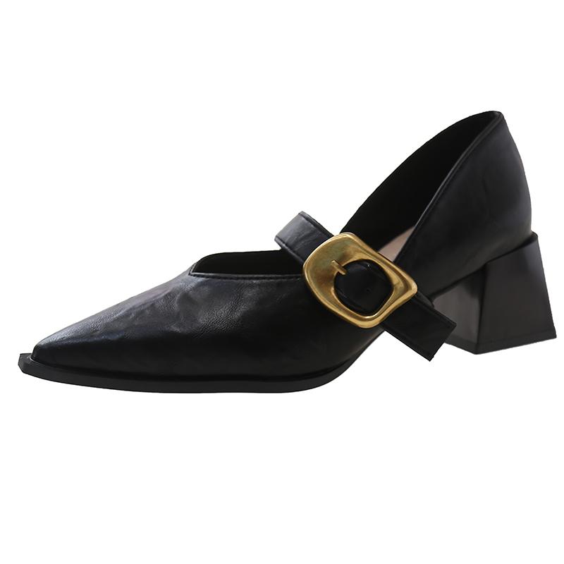 Женские туфли-лодочки Spring с острым носком Mary Jane Shoes для женщин Casual Belt Buckle Shallow Slip on Party Heels Women Zapatos De Mujer