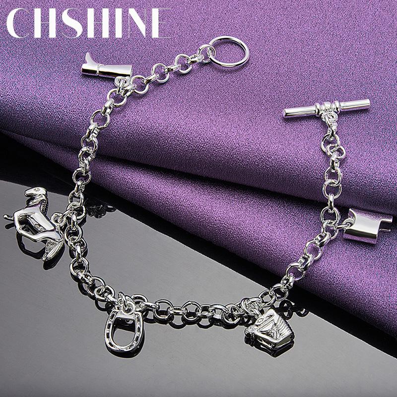 CHSHINE 925 Sterling Silver Horse/Boots/Horseshoe Pendant Bracelet For Women Wedding Party Fashion Charm Jewelry