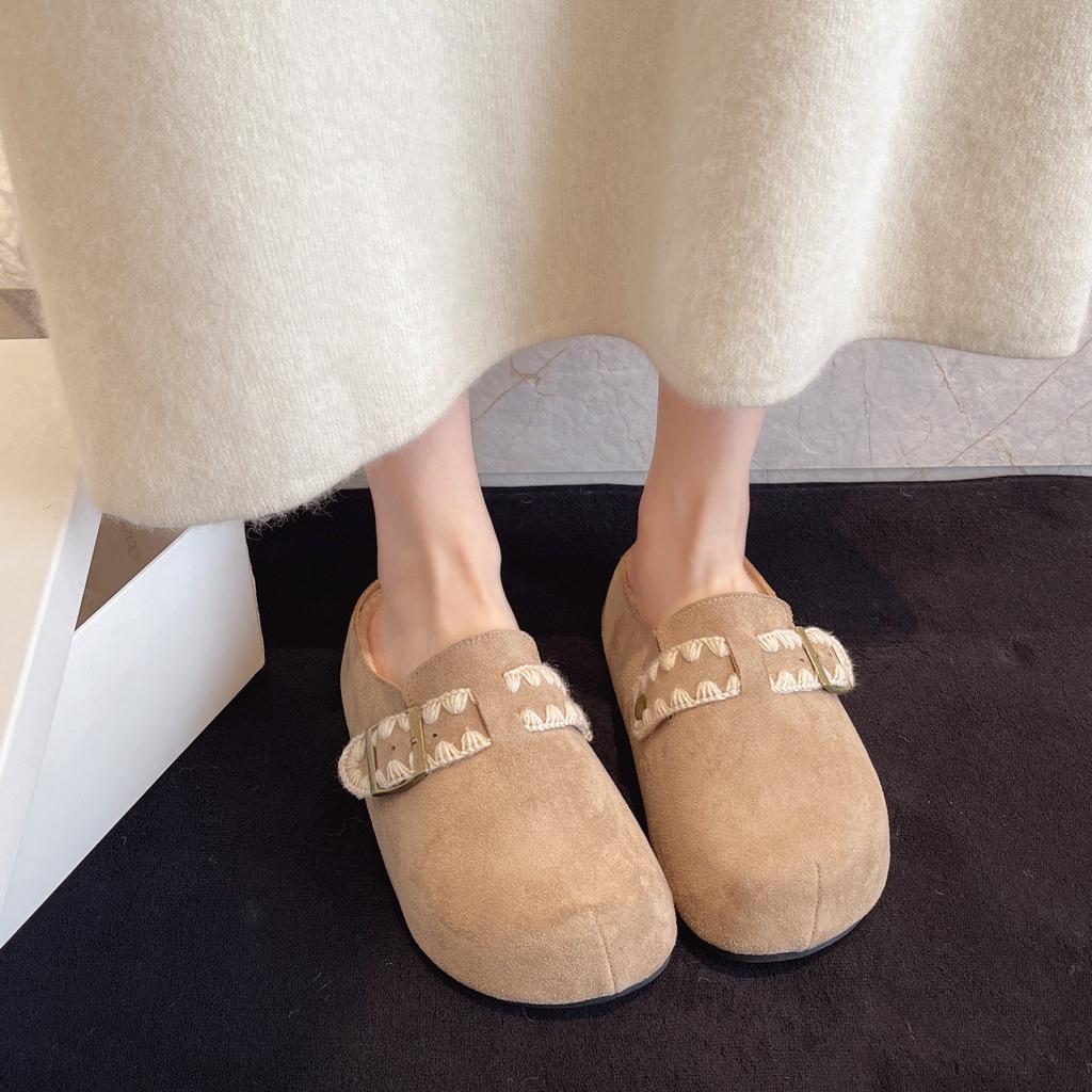 Retro inner heightening bag head slippers women's new small casual velvet thermal cotton slippers
