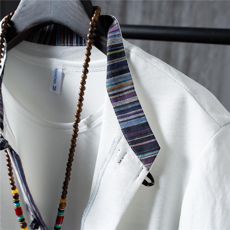 Ice Silk Summer Men's Cotton Linen T-Shirt & Long Pants Set - Casual Solid Color, Plus Size Available