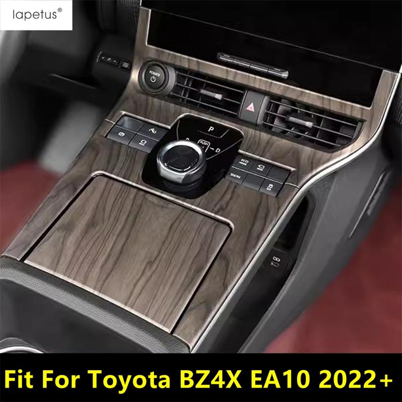 For Toyota BZ4X EA10 - 2025 ABS Wood Grain Look Car Center Console Gear Shift Panel Cover Trim Sticker Interior Accessories