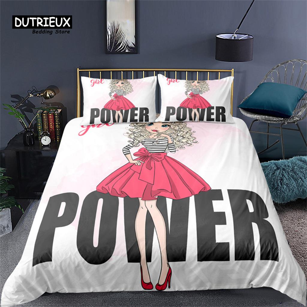 Cartoon Ballet Girl Toddler Bedding Set For Kids Teen Girls Microfiber Modern Swan Cat Unicorn Print Duvet Cover Bedroom Decor