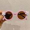 New cute flower children's sunglasses sunglasses women's treasure round frame sun protection cartoon UV protection