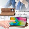 For iPhone 16 Leather Case with Card Holder Magnetic Absorption Phone Cover - Brown