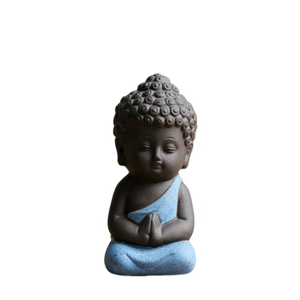 Chinese Style Buddha Statue Cute Sitting Statues Garden Accessories Mini Monk Figurines Tea Play