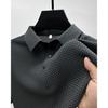Mesh Ice Silk Polos Top Short Sleeve T-shirt Men's Lapel Collar Summer Solid Color Sliding Polo Shirts