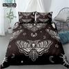 Gothic Skull Bedding Set Decorative Death Moth And Flowers Print Duvet Cover Personalized Skeleton Bones Butterfly Pillowcases