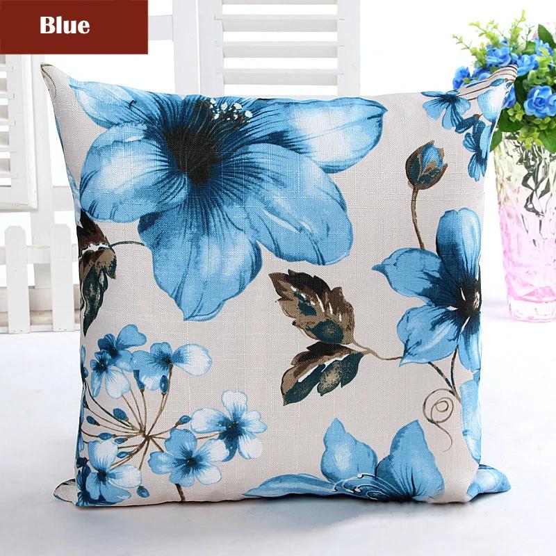 Горячая Льняная Наволочка с Цветочным Узором Ручная Роспись Цветы Деревья Наволочка Современная Декоративная Наволочка для Дивана Автомобиля