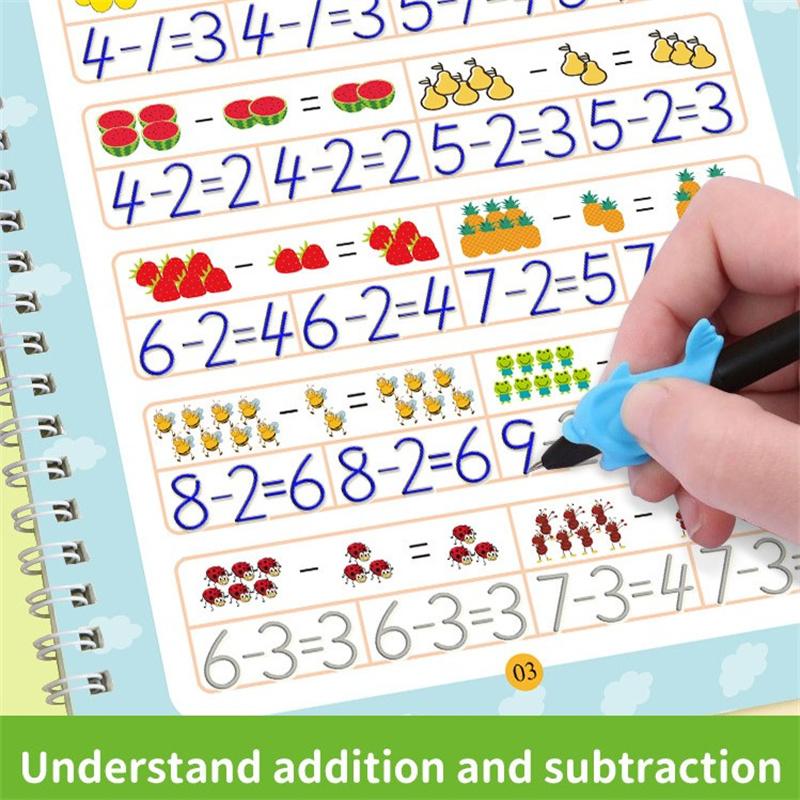 Набор для тренировки почерка Grooves Writing Practice For Children Handwriting Practice Copybook Set, многоразовая тетрадь для детей дошкольного возраста 3-5 лет.