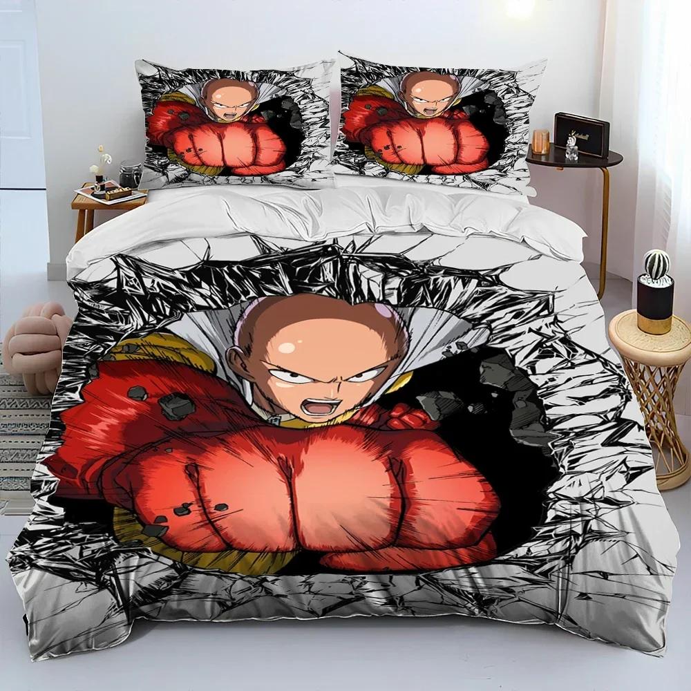 Роскошный Новый 3D Принт One Punch Man, Аниме Мультфильм Одеяло Постельное Белье Комплект, Пододеяльник Постельное Белье Комплект Покрывало Наволочка Постельное Белье Комплект