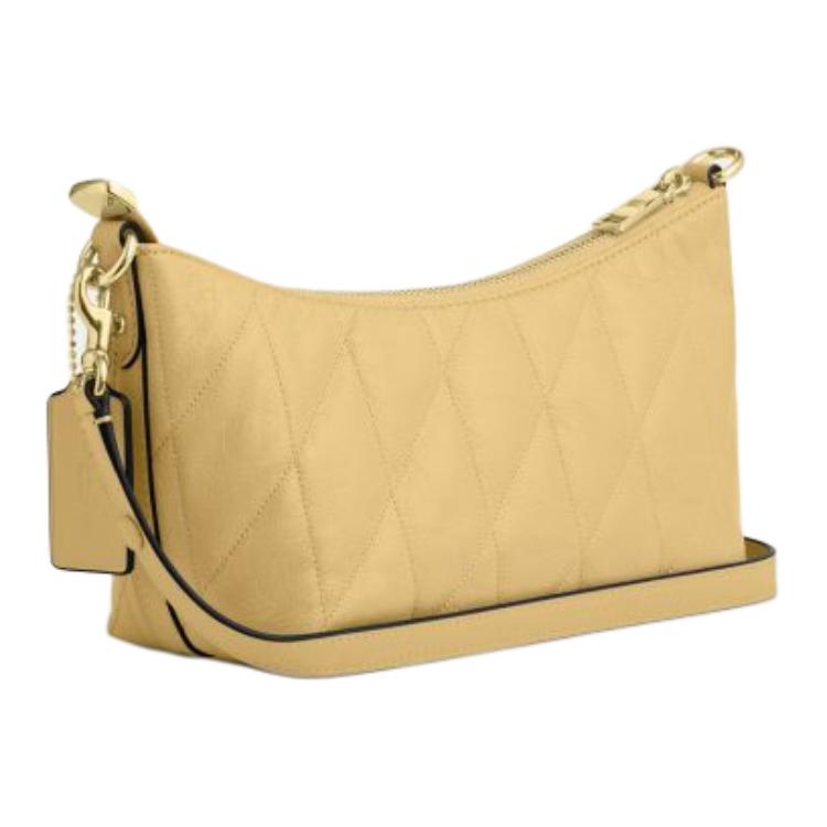 Coach 24 Gold Carriage Logo Leather Shoulder Bag Medium Women shoulder bag Yellow CDZ88-IMPM2
