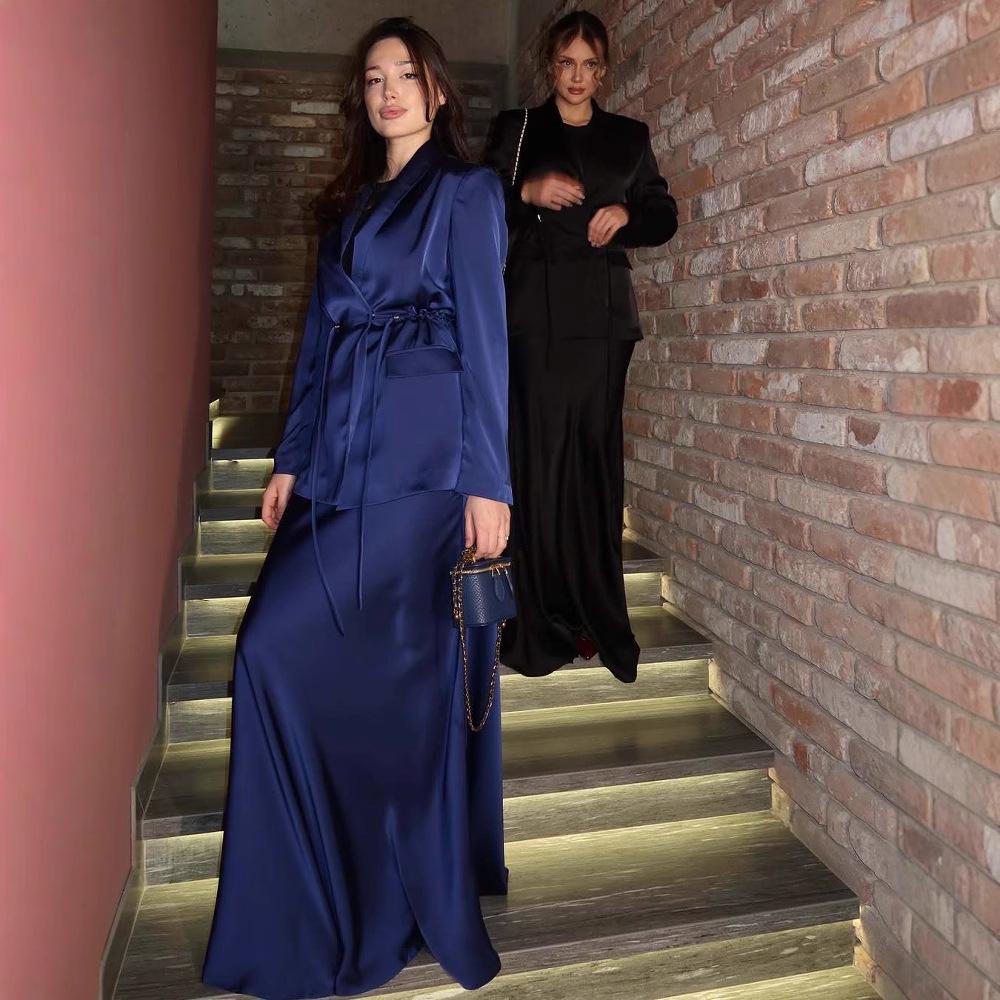 Женский осенний костюм в стиле легкой роскоши, однотонный - Европейский и американский стиль