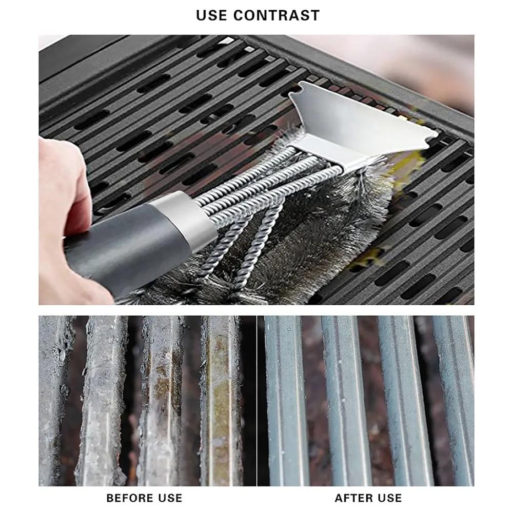 Safe Grill Brush and Scraper with Deluxe Handle Grill Cleaner Brush Stainless Steel Bristle Grill Brush Accessories