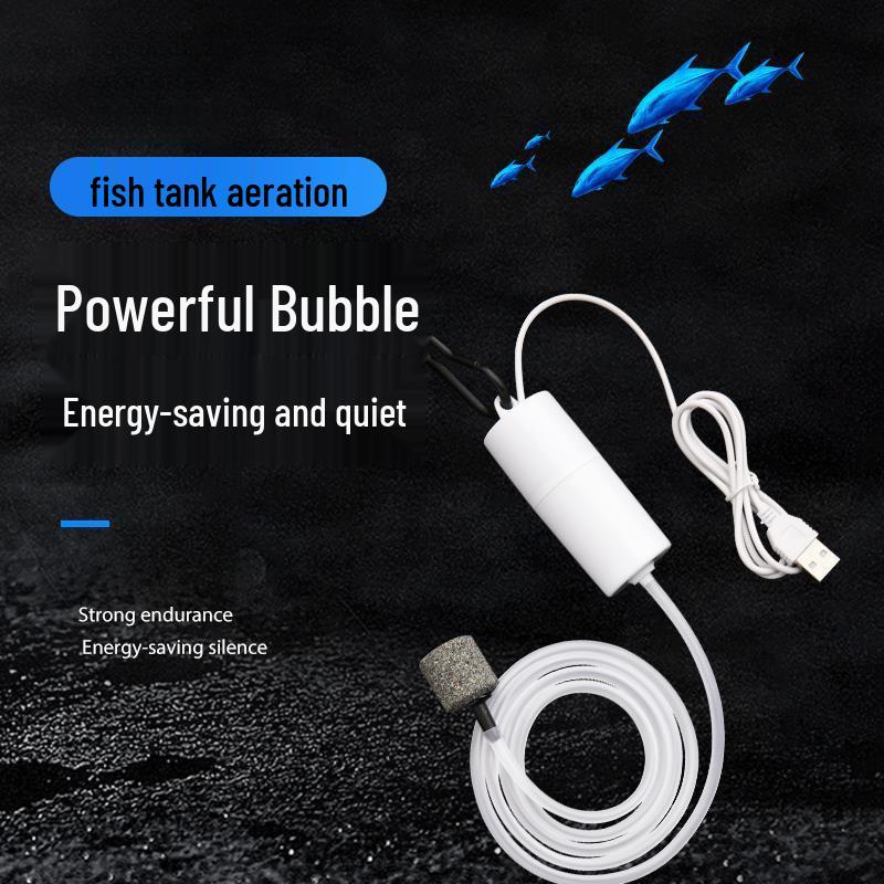 USB Rechargeable Silent Submersible Fish Tank Aerator Pump for Outdoor and Indoor Use