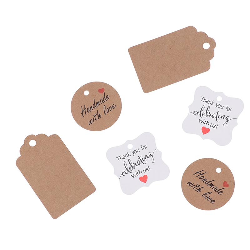 100Pcs/Lot Blank With String 20M Kraft Paper String Price Tags Gift Cards
