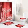 Christmas Shower Curtain Floor Mat Combination Four-Piece Set Bathroom Toilet Non-Slip Carpet Shower Room Absorbent Door Mat