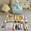 Zipper Closure Cosmetic Handbag Multipocket Design Portable Makeup Pouch  Shower Organizer