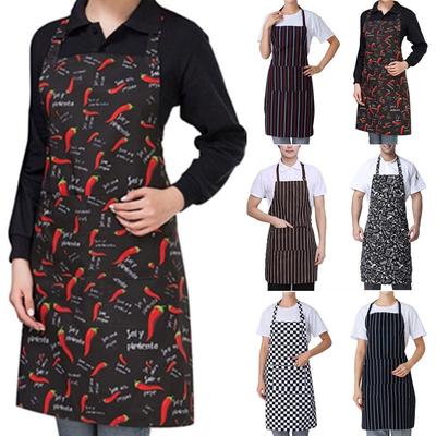 Фартук с лямкой на бретельках унисекс для приготовления пищи в полоску с принтом, ресторан, нагрудник для официанта, кухонные аксессуары