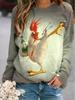 Funny Chicken Cow 3d Print Hoodie Women Fashion O-neck Hoodies Female Sweats Cartoon Animal Coat Girl Clothes Kawaii Sweatshirt