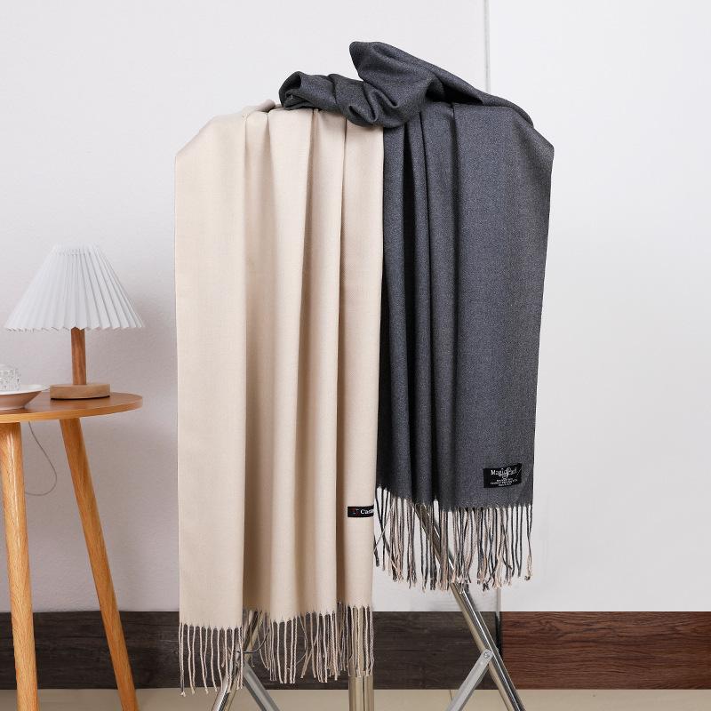 Women'S Thick Warm Solid Color Scarf Autumn And Winter New Style Cashmere Scarf Versatile Wool Scarf
