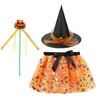 3 шт./компл. Остроконечная шляпа Детский костюм ведьмы Набор платьев Волшебник Хэллоуин Косплей Костюмы Девочки