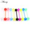 Alisouy 2PCS Transparen UV Acrylic Ball Women Piercing Long Industrial Barbell Tongue Rings Ear Tragus Helix Stud Earring