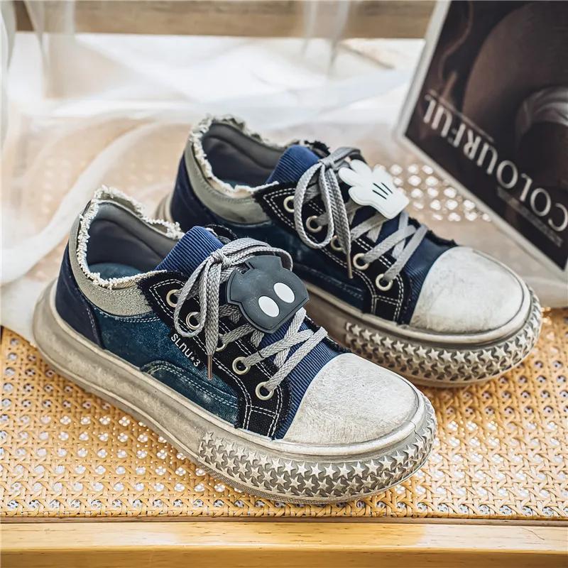 Мужские повседневные винтажные мужские парусиновые туфли 2024 года, новые классические и популярные мужские туфли для скейтбординга с толстой подошвой и большим протектором, размеры 39-44