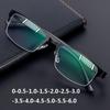 Rectangle Finish Myopia Glasses for Men Half Frame Anti Fatigue Blue Light Computer Business Prescription Eyeglasses
