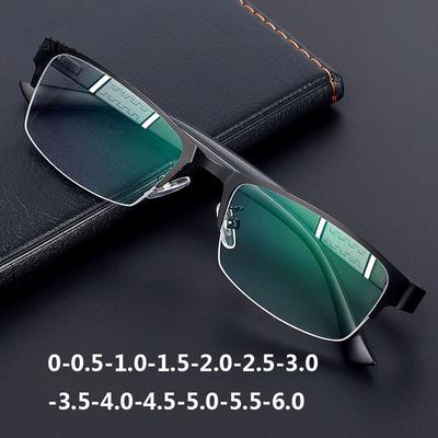 Очки для близорукости с прямоугольной отделкой для мужчин, полукадровые очки против усталости с синим светом, компьютерные деловые очки по рецепту