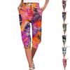 Women's Summer Hawaiian Print Casual Loose Cropped Pants with Pockets