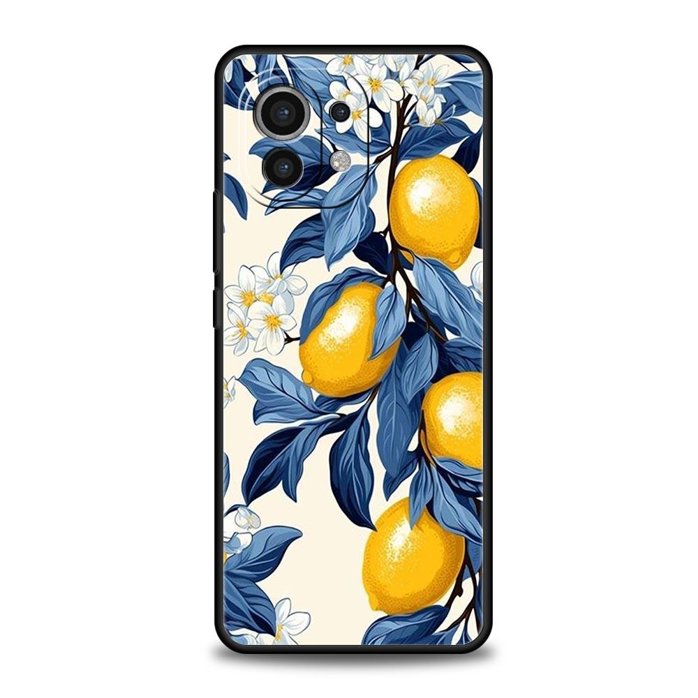 Чехол для телефона для Xiaomi Mi 15 14 13 12 11 Lite 14T 13T 12T 11T Pro Poco X6 X5 X3 Pro F6 F5 F4 Фрукты лимон Черный чехол