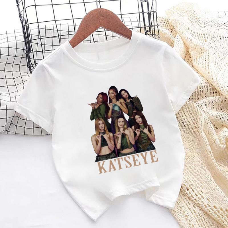 Katseye Print Fashion Kids T shirt Girls New Summer Streetwear Tops Casual Baby Boys Clothes Children Short Sleeve T-shirts