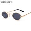 OEC CPO Classic Small Frame Oval Sunglasses for Men Metal Punk Sun Glasses Women Retro Shades Round Eyewear Steampunk UV400