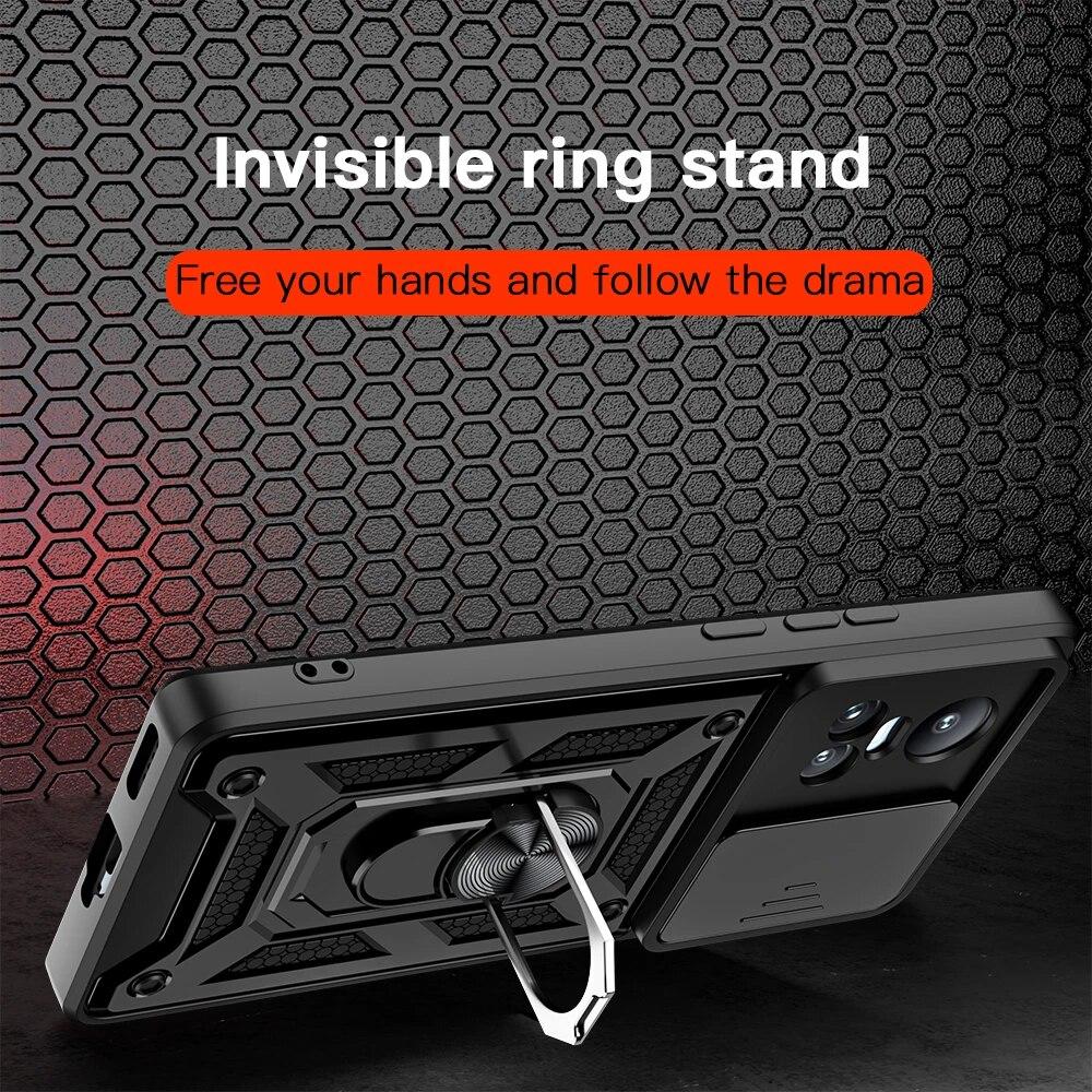 Armor Shockproof Case For Keysion Oppo Reno 10 Pro 5g Slide Camera Protection Ring Stand Phone Back Cover For Oppo Reno 10 5g