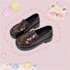 Round Head Platform Single Shoes Women's Versatile Small Leather Shoes Bow Uniform Shoes Middle Heel Jk Shoes 2025 New Autumn