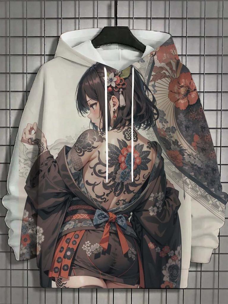 Men's Hoodie Bad Girl Tattoo Sexy Beauty Pattern 3D Printed Top Autumn New Fashion Casual Hip Hop Neutral Hoodie Tops