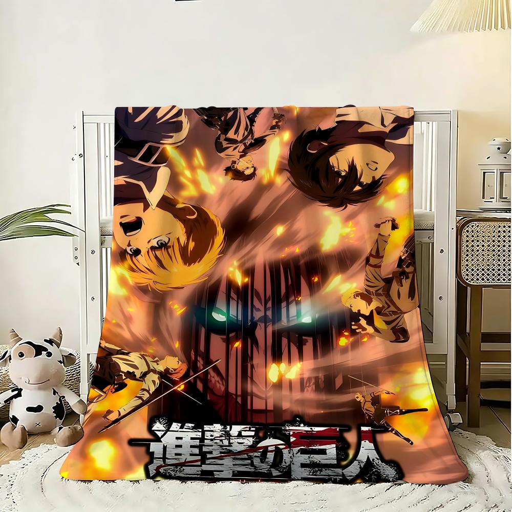Hot Anime Attack on Titan Throw 240g Flannel Blanket Lightweight Soft Skin-friendly Summer Thin Throw Blanket