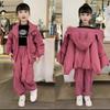 Новый комплект в корейском стиле с капюшоном для девочек на 2025 год: Весенне-осенняя мода для детей среднего и старшего возраста