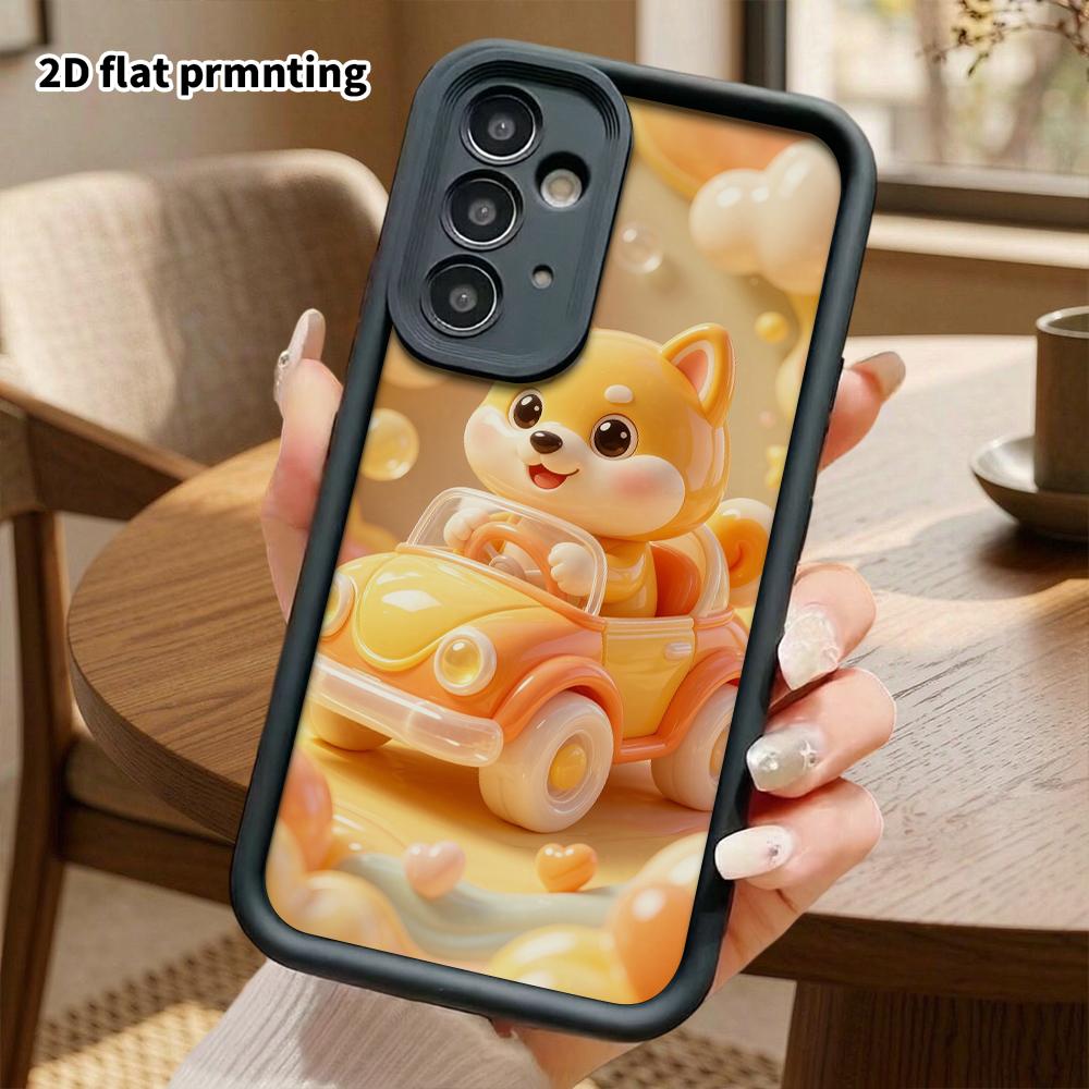 Phone case: 2D flat design suitable for Samsung Galaxy A34 A35 M05 M06 S20 S22 S21 FE Plus 5G protective case, driving Shiba Inu, perfect Christmas an