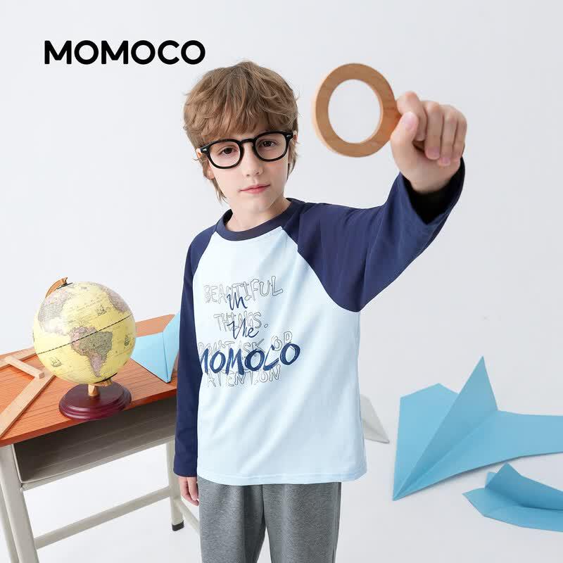 Синяя футболка с длинным рукавом для мальчиков MOMOCO